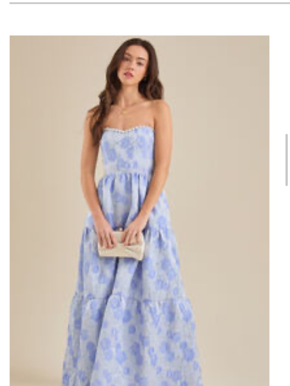 Altar'd State Strapless Periwinkle Floral Tiered Maxi Dress